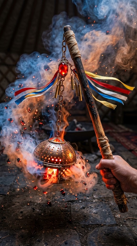 Shamanic 803 of the Steppe Hearth Censer Flail